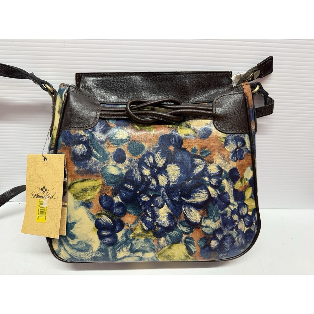NWT $229 Patricia Nash Antilly‎ North South Crossbody Blue Clay green brown blue